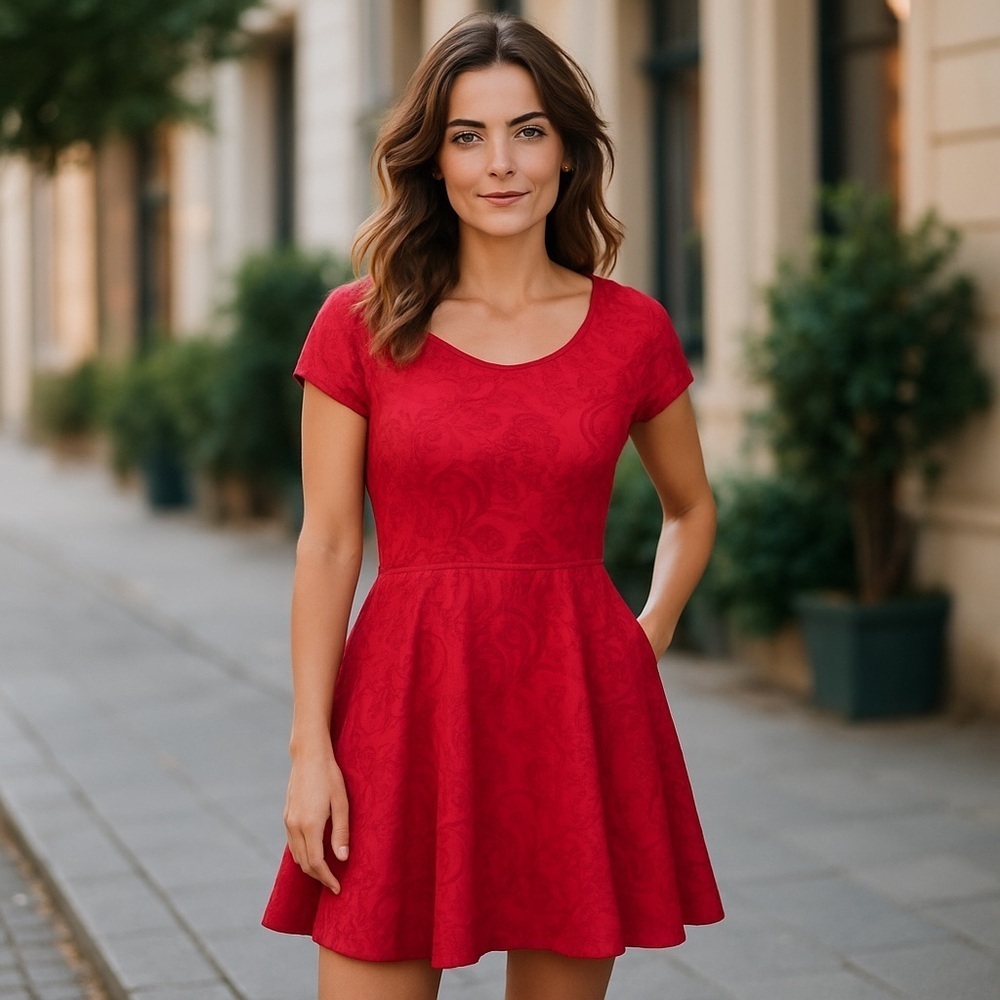 Anne Fogarty Red Linen Fit & Flare Dress | S | Moygashel Shantel Irish Linen
